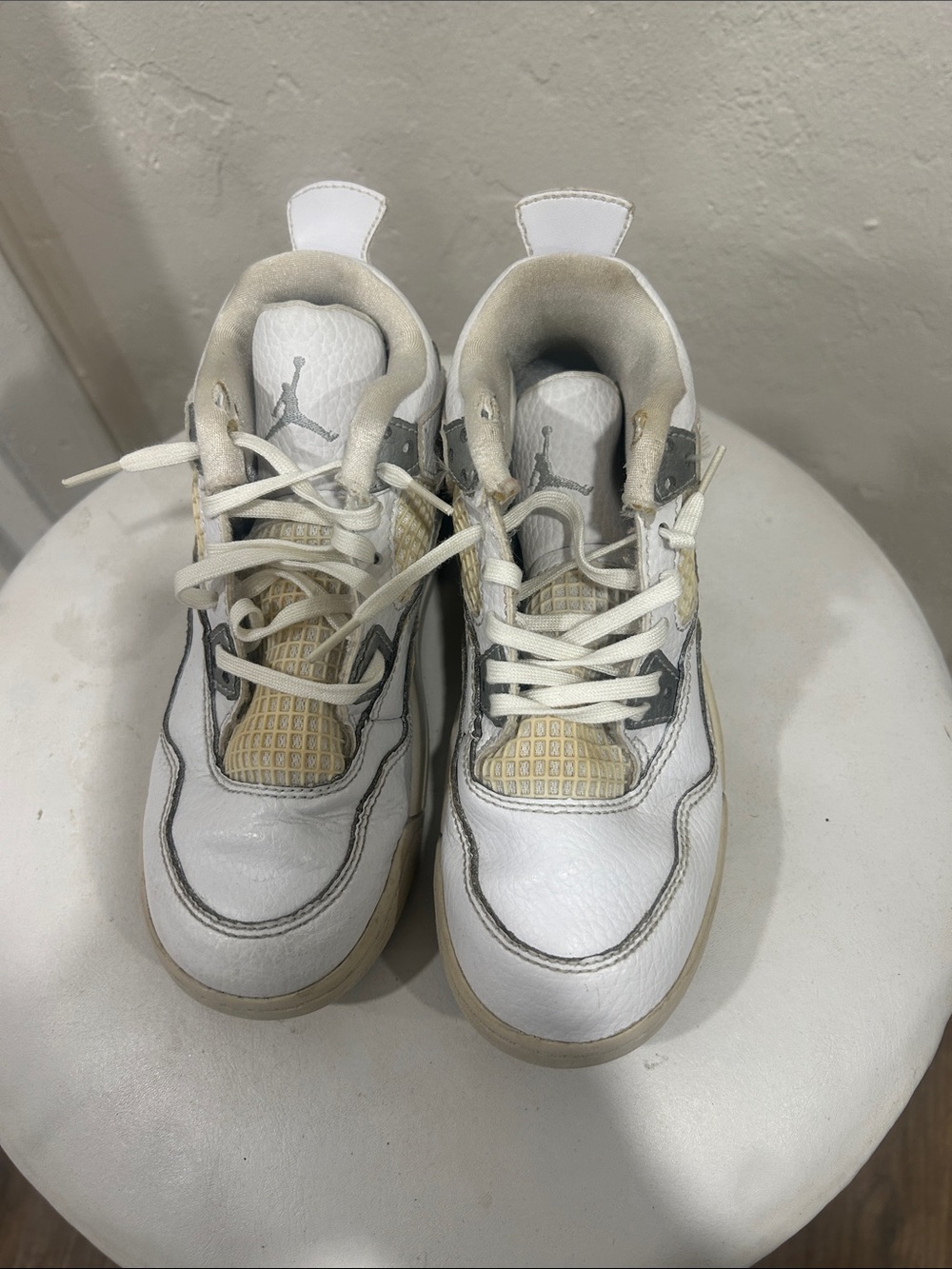 Nike Air Jordan Kids White and Gray Retro Basketball Shoes